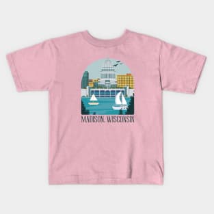 Skyline Madison Wisconsin Kids T-Shirt